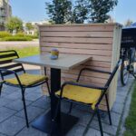 Douglas plantenbak met horizontale planken op wielen