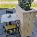 Douglas plantenbak met horizontale planken op wielen