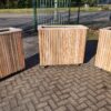 Douglas plantenbak met verticale planken op wielen