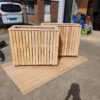Douglas plantenbak met verticale planken op wielen