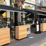 Douglas plantenbak met horizontale planken op wielen