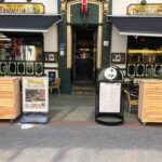 Douglas plantenbak met horizontale planken op wielen