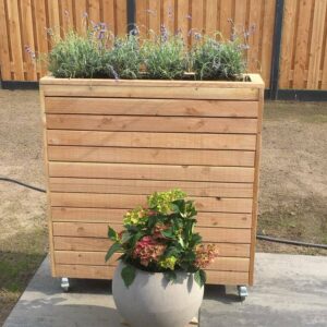 Plantenbak op wielen - horizontale planken