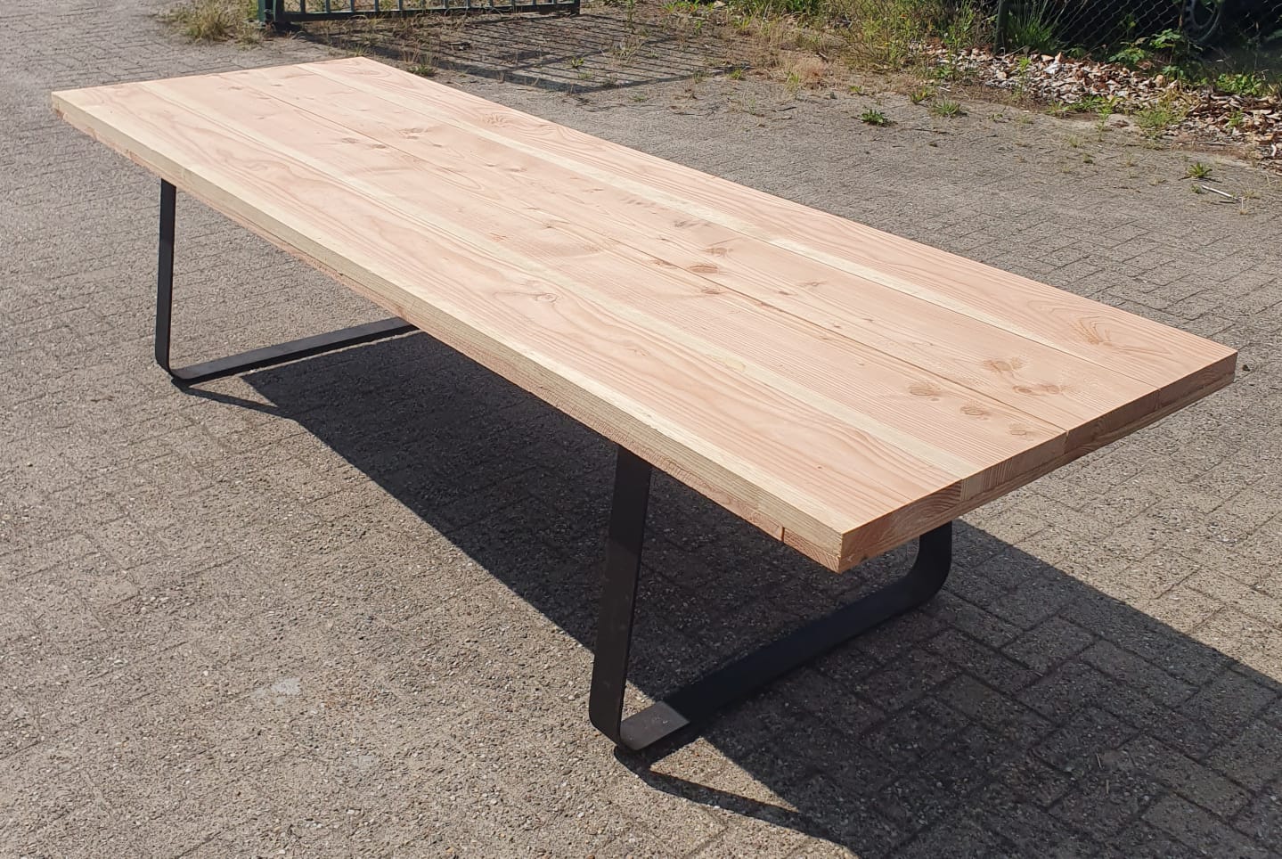 Drank . gelijkheid Industriële Douglas tafel met zwart onderstel - De Hout Jongens