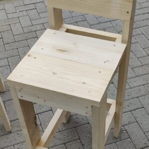 Steigerhouten barkruk met rugleuning