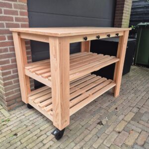 Oppottafel XXL van Douglas hout met onderplanken